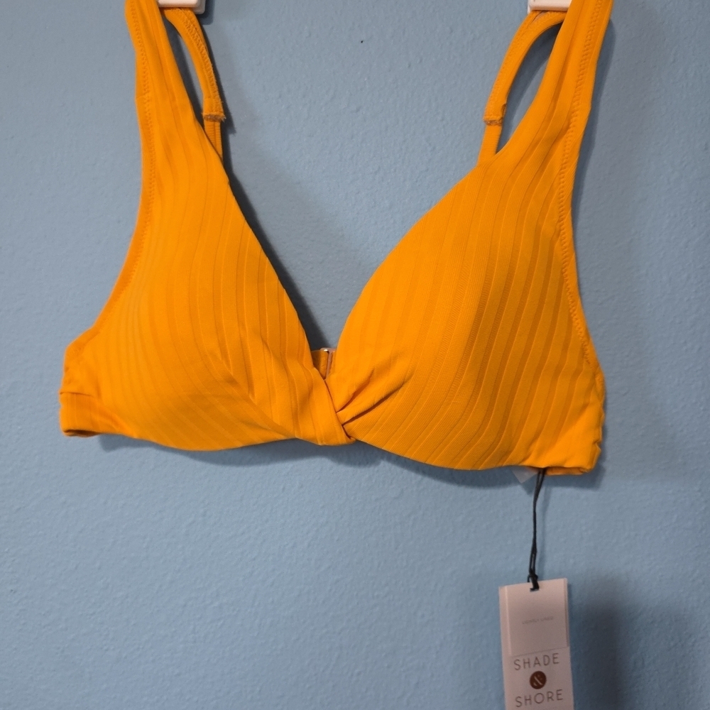 Vibrant Yellow Bikini Top Swimming Suit NWT Shade & Shore Y2K 90's - Picture 2 of 3